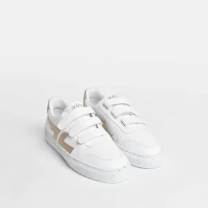 Beige vegane Klett-Sneaker
