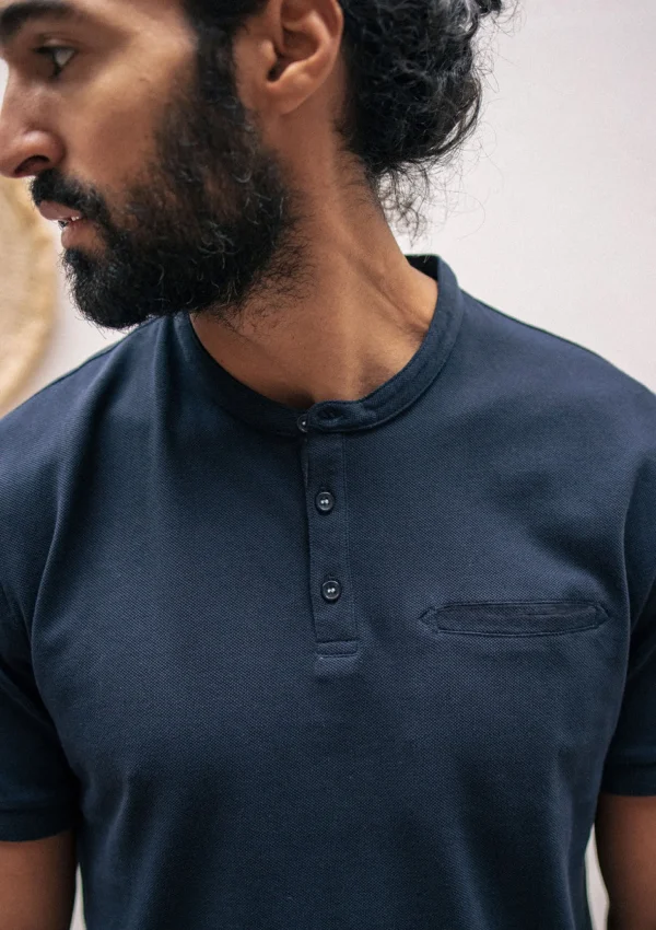 Bio-Baumwolle Polo-Shirt Monpolo marineblau