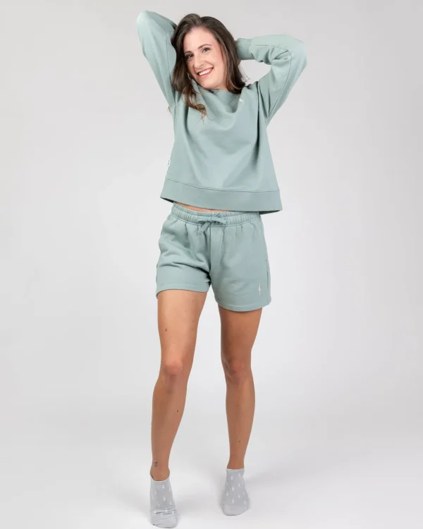 Bio-Baumwolle Sweatshirt TreeSweater Raglan Women Turquoise