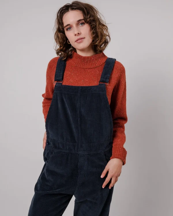 Damen Cordsamt-Overall Marineblau