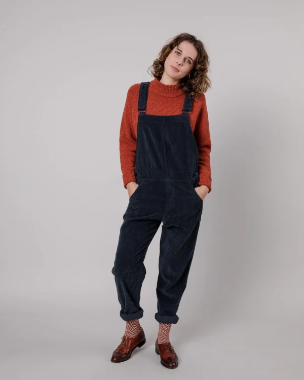 Damen Cordsamt-Overall Marineblau