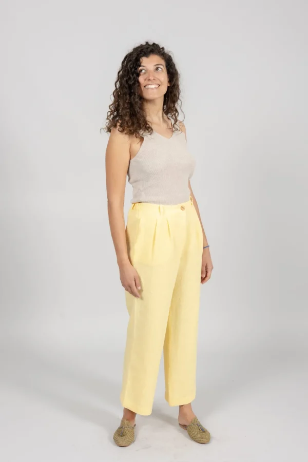 Damen Leinen Hose Ellie Yellow