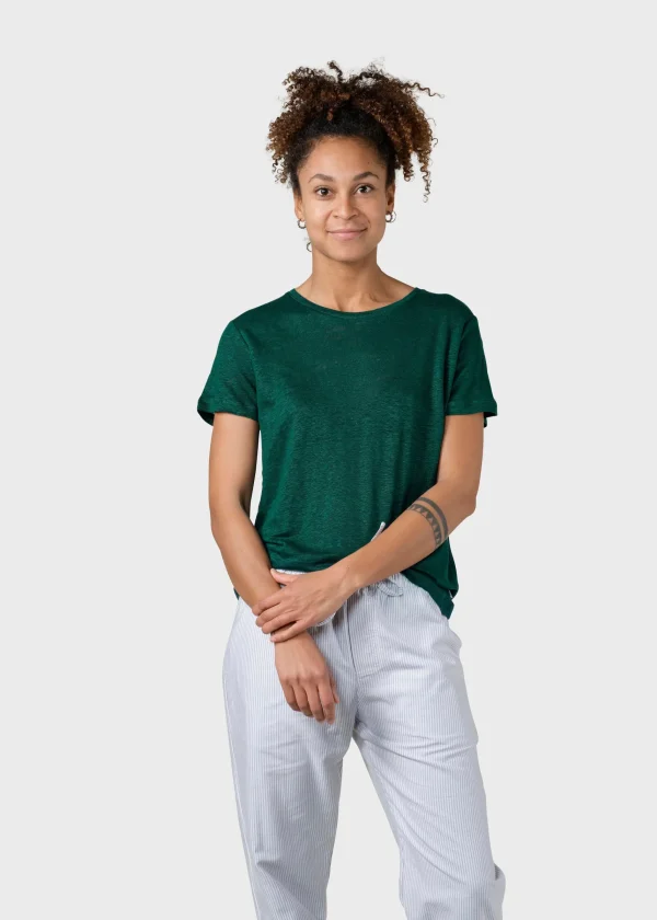 Damen Leinen T-Shirt Rikke Green