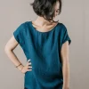 Damen Leinenbluse Umi blau