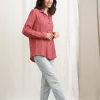 Damen Leinen-Hemd Essentielle rosa