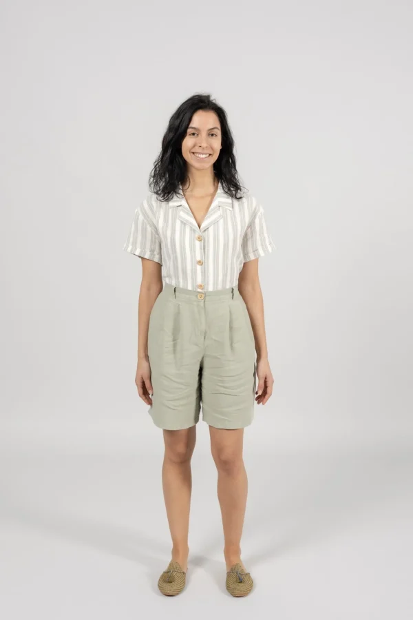 Damen Leinen-Shorts Avis Grün