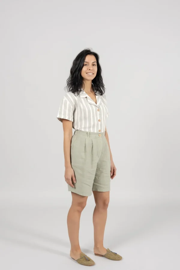 Damen Leinen-Shorts Avis Grün