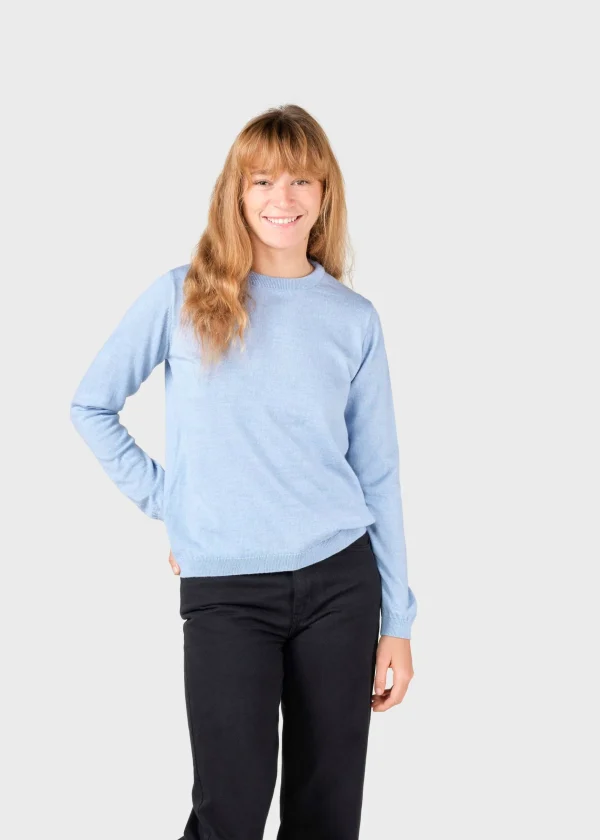 Damen Merinos Pullover Hellblau
