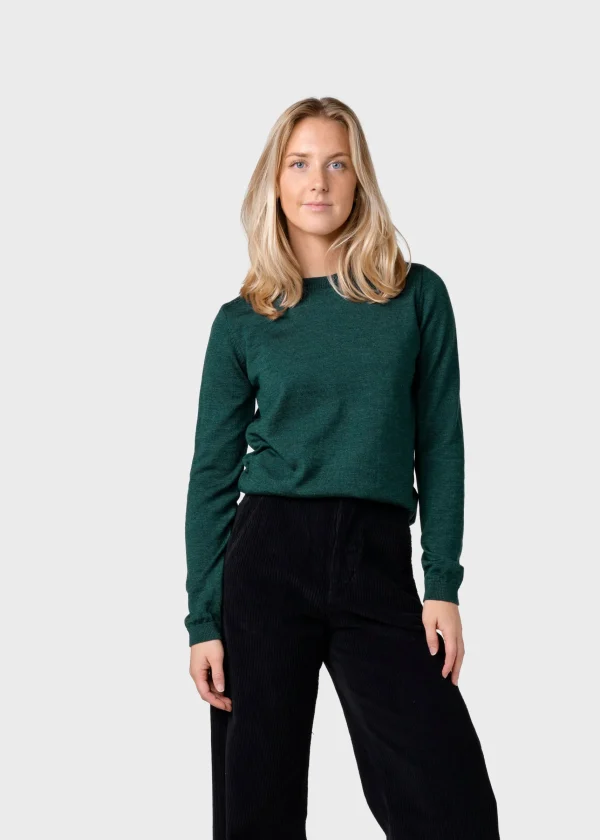 Damen Merinos Pullover Waldgrün