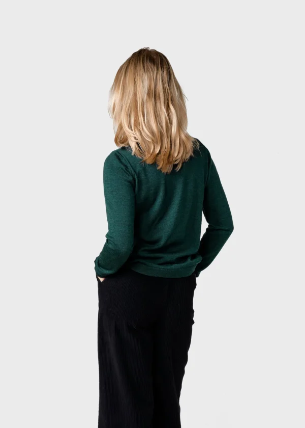 Damen Merinos Pullover Waldgrün