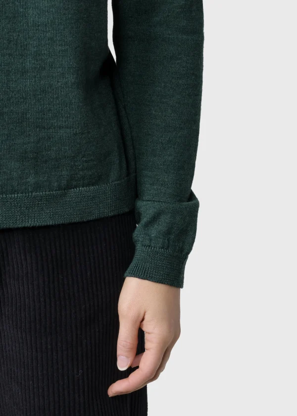 Damen Merinos Pullover Waldgrün
