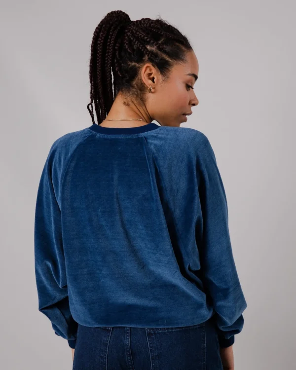 Damen Samt-Sweatshirt blau