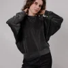 Damen Samt-Sweatshirt Dunkelgrün