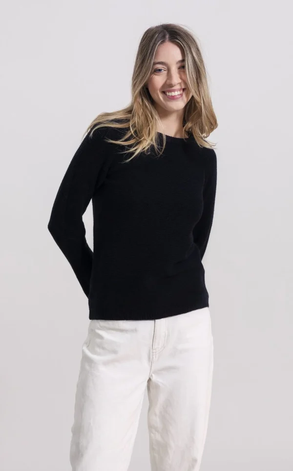 Damen Schwarz Pullover aus recycelten Kaschmir Giulietta
