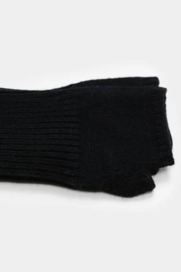Damen Schwarze Armstulpen aus recyceltem Kaschmir