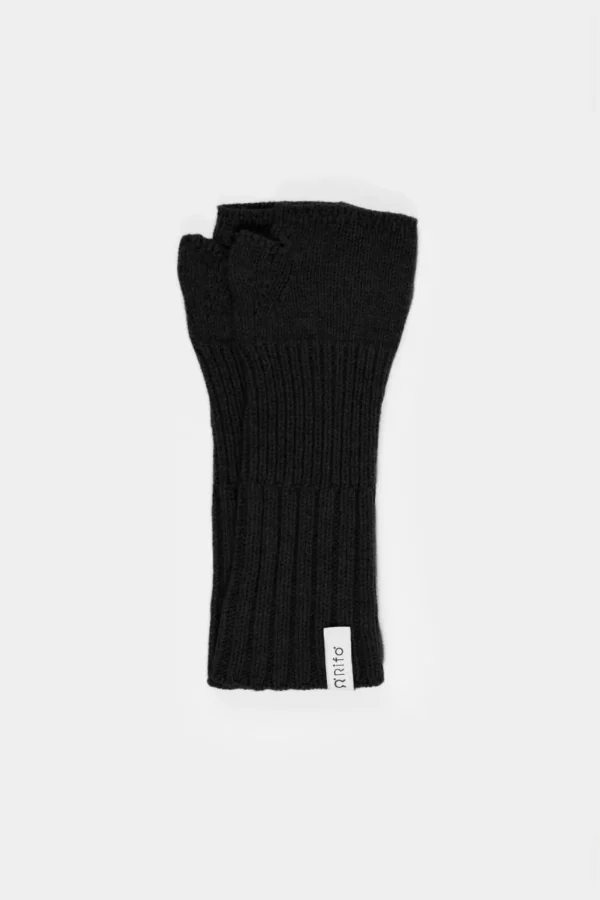 Damen Schwarze Armstulpen aus recyceltem Kaschmir