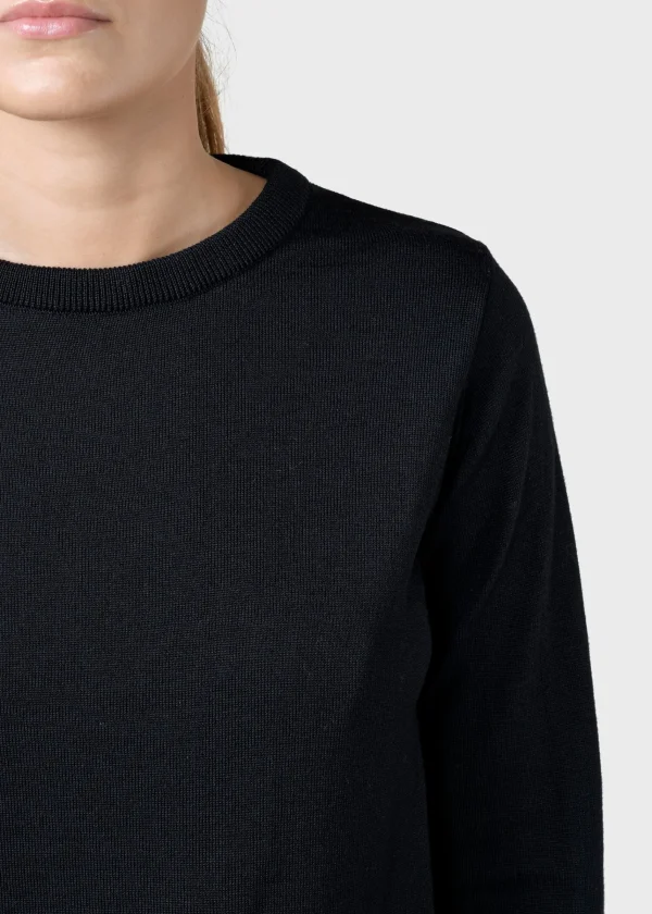 Damen Schwarzer Merinos Pullover