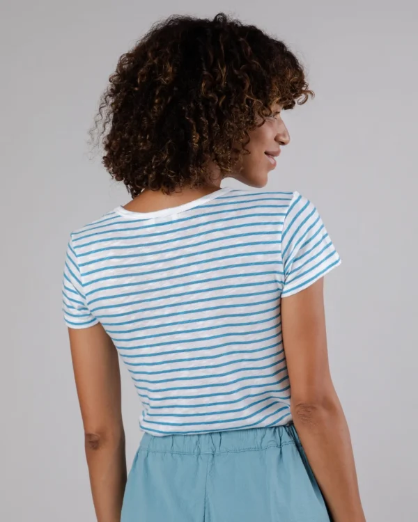 Damen Stripes Slim Fit T-shirt Blau