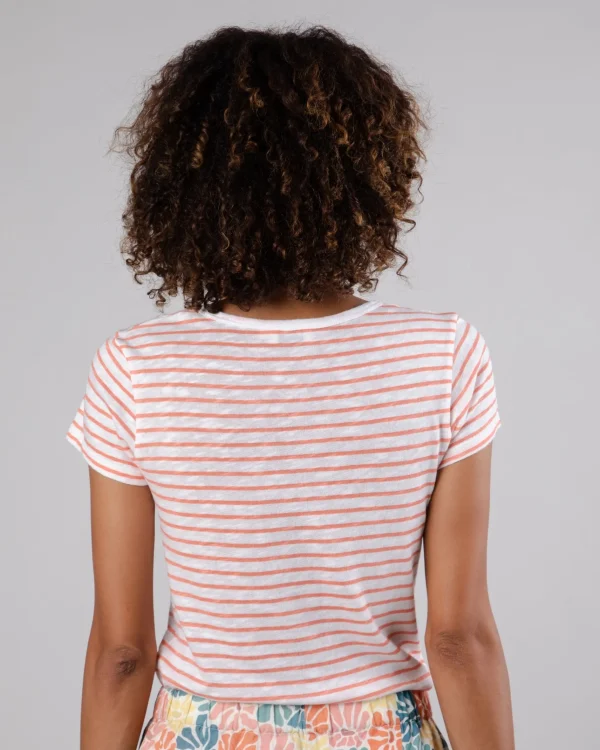Damen Stripes Slim Fit T-shirt Orange