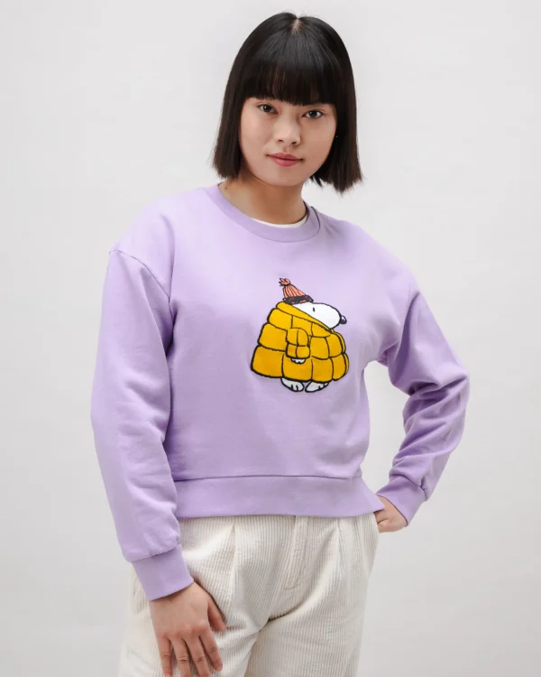 Damen Sweatshirt Peanuts Snow Lavander