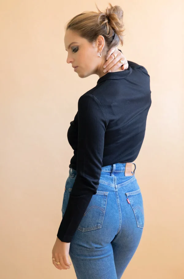 Damen Tencel-Poloshirt Mélisse Schwarz