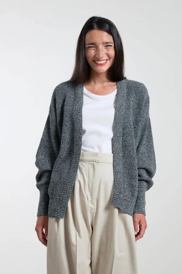 Damen-Cardigan aus recycelter Baumwolle Cara Blau meliert