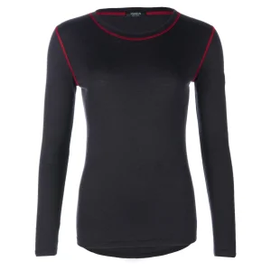 Damen-Langarm-Merino-T-Shirt Mitternachtsblau