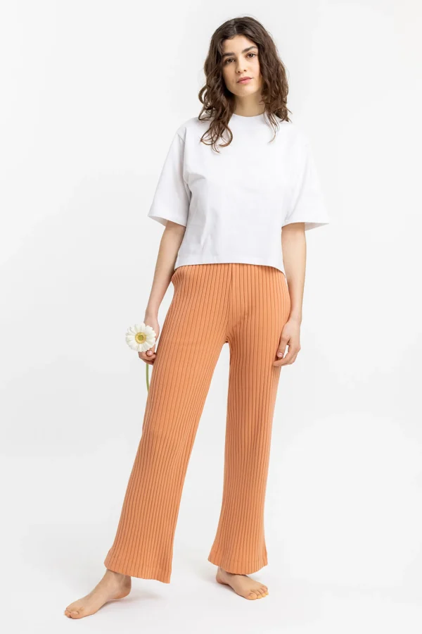Damen-Lounge-Hose aus orangefarbener Bio-Baumwolle