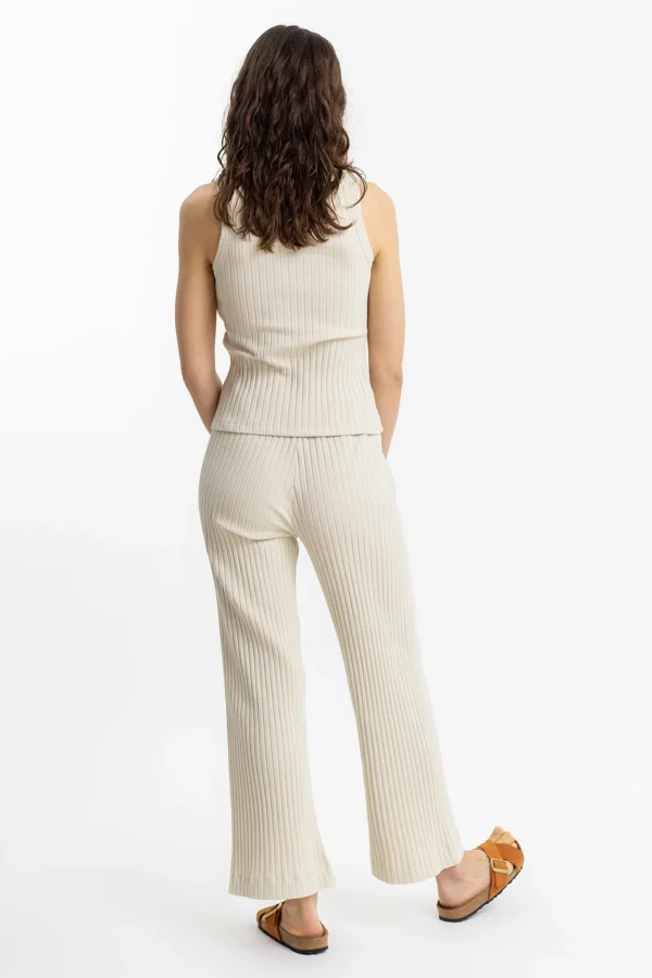 Damen-Loungehose aus sandfarbener Bio-Baumwolle