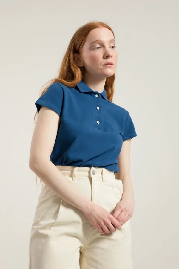 Damen-Poloshirt aus Bio-Baumwolle Rita Blue