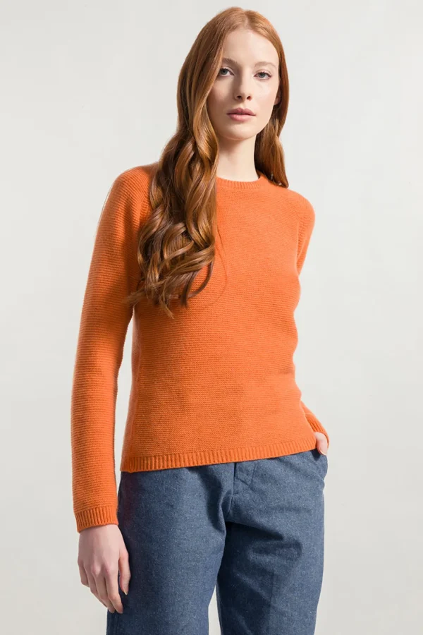 Damen-Pullover aus recycelten Kaschmir Giulietta Pumpkin