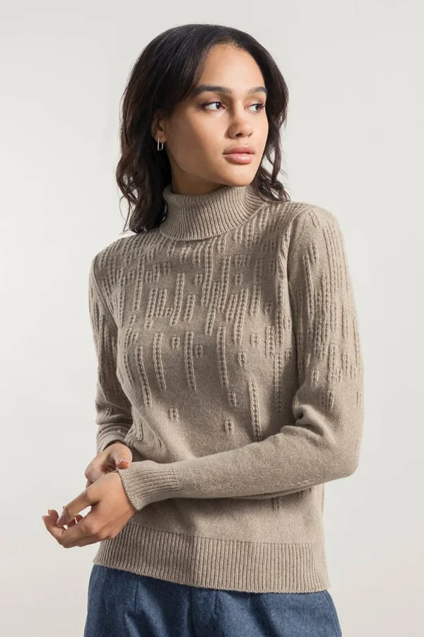 Damen-Rollkragenpullover aus Kaschmir Nilde Beige