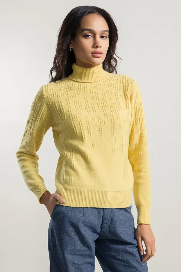 Damen-Rollkragenpullover aus Kaschmir Nilde Gelb