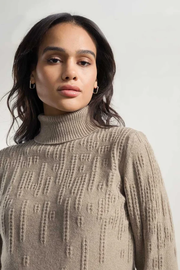 Damen-Rollkragenpullover aus Kaschmir Nilde Beige