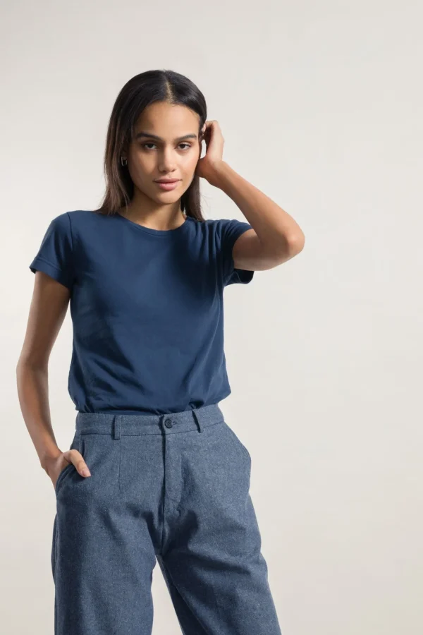 Damen-T-Shirt aus Bio-Baumwolle Franca Blau
