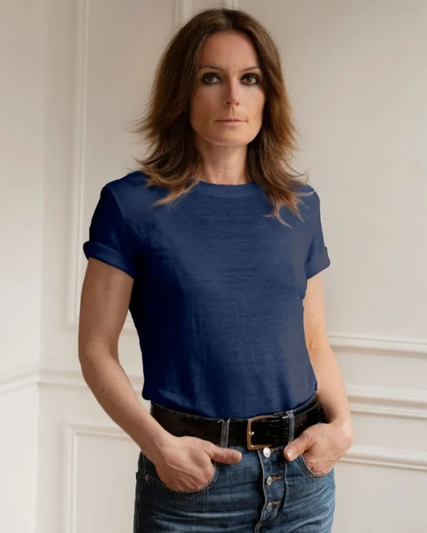 Damen-T-Shirt aus Leinen Linetlautre Navy