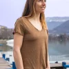 Damen-T-Shirt aus Leinen L'Indispensable Braun