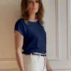 Damen-T-Shirt aus Leinen L'Indémodable Marine