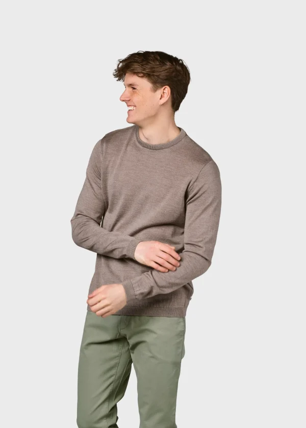 Dünner Sand Strickpullover aus Merinowolle