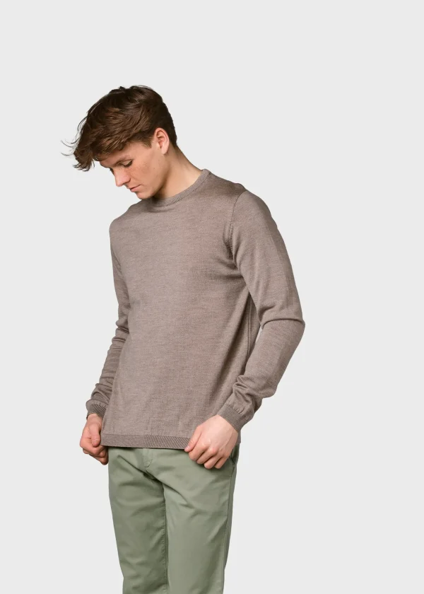 Dünner Sand Strickpullover aus Merinowolle