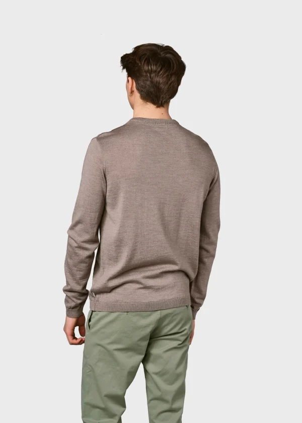 Dünner Sand Strickpullover aus Merinowolle