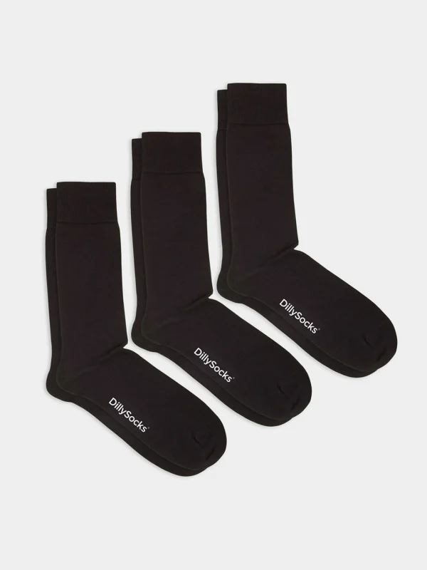 Dreier Pack - Einfarbige schwarze Socken