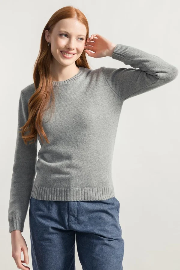 Feine Wolle Damen-Pullover Laura Grau