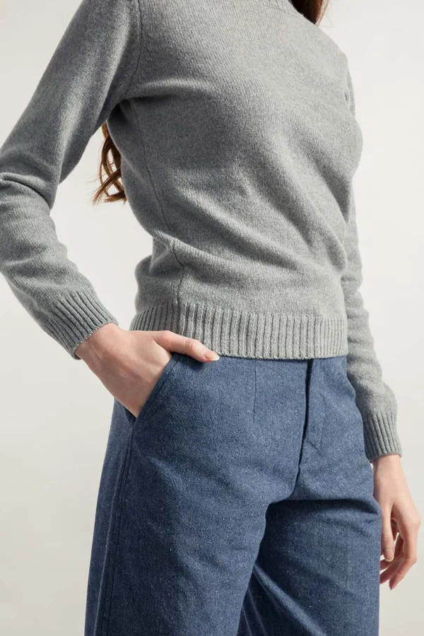 Feine Wolle Damen-Pullover Laura Grau