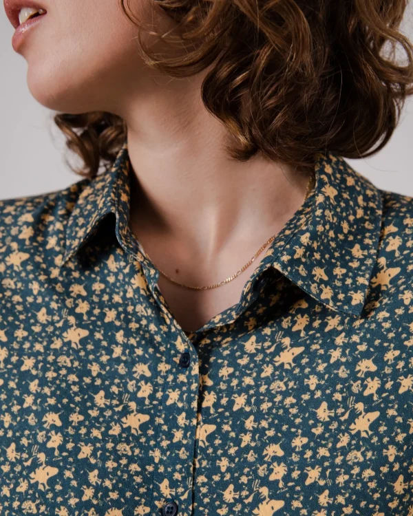Fliessende Bluse Peanuts Woodstock Marineblau