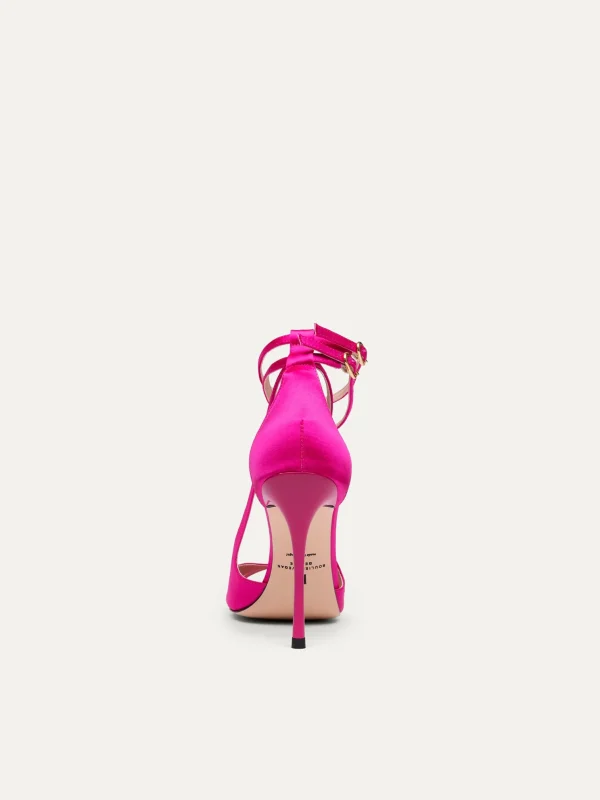 Fuchsia vegane Sandalen mit hohem Absatz