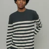 Gestreifter Baumwoll-Pullover Salvo grau