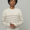 Gestreifter Baumwoll-Pullover Salvo beige