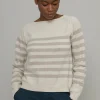 Gestreifter Damen-pullover Susi beige