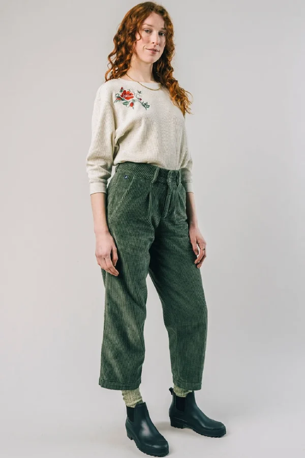 Grüne Damen-Cordsamthose